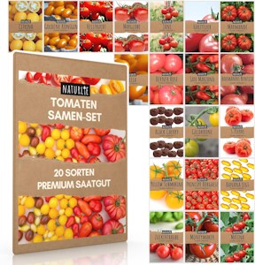 20er Tomaten Samen Set - 20 Sorten Tomatensamen für Balkon und Garten - Tomaten Anzuchtset - bunte und alte Tomatensorten von Naturlie - Garten Samen Gemüse als praktisches Tomatenset