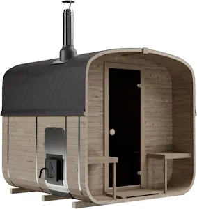 2QL Fasssauna Gartensaunas Garten Outdoor Sauna aus Fichtenholz – Verschiedene Größen (4–6 Personen) – mit Holzofen ETNA