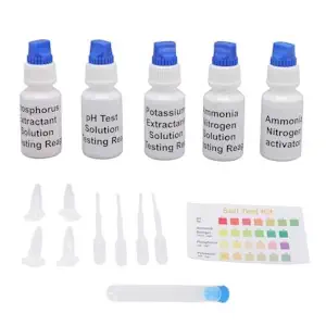 5 Flaschen Bodentest-Flüssiglösung PH-Stickstoff-Phosphor-Kalium-Bodentest-Kit für Landwirtschaft, Gartenbau, Gartenbau, Fruchtbarkeitstestbox