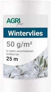 AGRI plus Winterschutzvlies 2 x 25 m I Frostschutzvlies für Pflanzen & Töpfe I Hochwertiges Vlies mit 50 g/m² I Reißfestes Gartenvlies aus Polypropylen I Pflanzenvlies zur Überwinterung