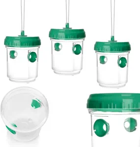 BigDean 3er Set Wespenfallen für draußen in Grün 9x13cm - Lebend Fallen zum Aufhängen gegen Wespen, Bienen, Hornissen - Hornissenfalle Bienenfalle Fliegenfalle - für natürlichen Lockstoff