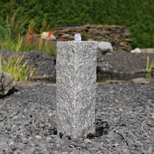 CLGarden Quellsteinbrunnen GS50 Granit Stein Gartenbrunnen Garten Säulenbrunnen Komplettset außen mit LED Beleuchtung