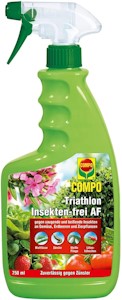 COMPO Triathlon Insekten-frei AF, Bekämpfung von saugenden und beißenden Insekten an Gemüse, Erdbeeren und Zierpflanzen, 750 ml 