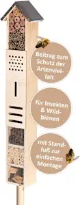CULT at home Insektenhotel groß XXL stehend - mit Erdspieß - Insektenhaus Gesamthöhe 151 cm - Hummelhaus Wildbienenhaus Bienenhaus Marienkäferhaus NIS...