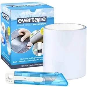 Everfix Evertape Reparatur Klebeband, Reparaturset, wasserdicht, Set zum Abdichten und Reparieren - auch auf nasser Fläche und unter Wasser verwendbar (10 cm x 150 cm) transparent