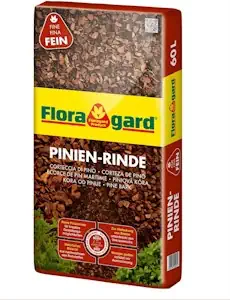 Floragard Mulch Pinienrinde 7-15 mm 60 L • fein • dekorativer Bodenbelag • unterdrückt Unkrautwuchs • naturbelassen • für mediterranes Flair