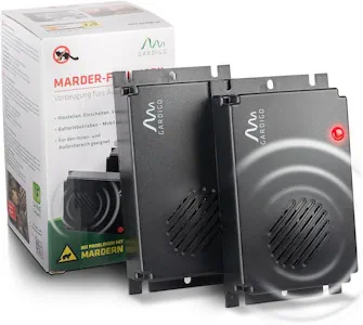 Gardigo® Marderschreck Marder-Frei Mobil - 2er Set | 25 Jahre Erfahrung mit Marderabwehr | Marderschreck Auto Batteriebetrieben | Marderschutz für KFZ, Motorraum, Dachboden, Haus, Garten