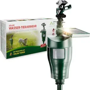 GARDIGO® Wasserstrahl Tiervertreiber Solar I Solarbetriebene Vogelabwehr I Reiherschreck und Katzenschreck für Garten | PIR-Bewegungsmelder I Reichweite bis zu 10 m I Vogelschreck Katzenabwehr