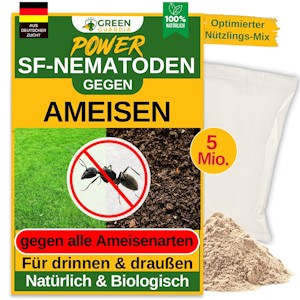 GREEN GUARDIA Super SF-Nematoden gegen Ameisen – 5 Mio. für 10m² - Biologisches Mittel zur effektiven Ameisen Bekämpfung – Umweltfreundlich, chemiefrei, einfache Anwendung
