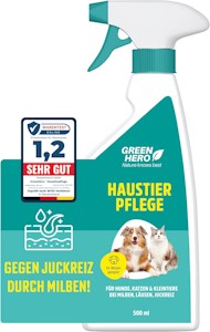 Green Hero Mittel gegen Juckreiz bei Milben 500 ml für Hunde & Katzen | Haustierpflege Spray unterstützt den Regenerationsprozess bei Grasmilben Milben Räude Reizungen Läusen Anti Juckreiz