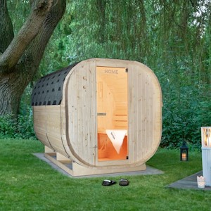 Home Deluxe - Outdoor Sauna Cube XL - Maße: ca. 185 cm x 195 cm x 220 cm, Holz: Fichtenholz - inkl. Saunaofen und Saunazubehör I Gartensauna, Außensauna, Sauna Fass für 6 Personen