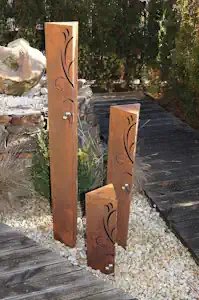 JH-Metalldesign Säulenset Barocco Säule Set Edelrost Rost Romantik Gartendeko Garten Edelstahl - Kugeln