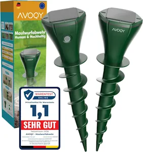 Maulwurf Vertreiber Solar [2er Set] – Ultraschall & Vibrations Maulwurfschreck gegen Maulwürfe und Wühlmäuse, IP65 Wasserdicht, Wetterfest & Tierfreundlich für Garten und Rasen