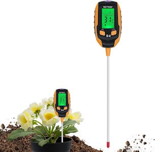 Mcbazel Bodenmessgerät, 5-in-1 Digitales Pflanzenbodenfeuchtigkeitsmessgerät mit PH/Temperatur/Feuchtigkeit/Licht/Umgebungsfeuchtigkeit für Gartenarbeit, Rasen, Landwirtschaft und Pflanzen im Freien
