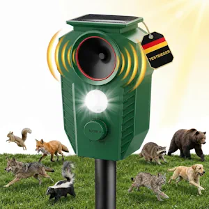 MEKEET Ultraschall Katzenschreck für Garten, Solar Katzenabwehr mit Bewegungsmelder und LED-Blitzlicht, 5 Modi, IP65 Wasserdicht, Tiervertreiber gegen Katzen, Hunde, Marder, Füchse, und Wildtiere
