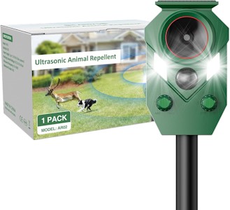 Katzenschreck Ultraschall, Solar Tiervertreiber IP65 Wasserdicht Katzenabwehr mit Bewegungssensor und Blinklicht, 5 Modi Garten Tier Vertreiben für Fuchs, Hunde, Vögel, Marder, Tauben, Waschbären