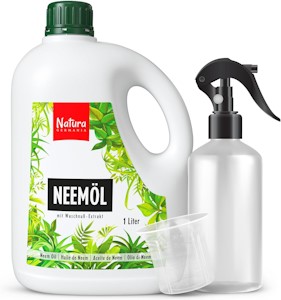 Natura Germania® Neemöl 1000ml mit Waschnußextrakt mit Sprühflasche und Messbecher - Ergibt 100 LITER sprühfertige Lösung - Neem Spray zur natürlichen Pflanzenpflege für Zimmerpflanzen/Gartenpflanzen 