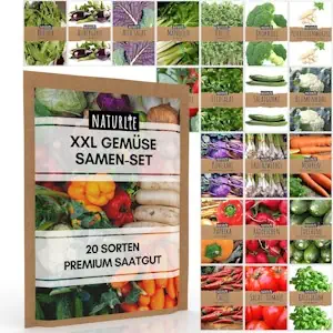 20er Gemüse Samen Set von Naturlie, 20 Sorten Premium Gemüse Saatgut im Gemüseset für den Anbau im Garten, Hochbeet oder Balkon - XXL Gemüsesamen Sortiment - Samenfestes Saatgut!