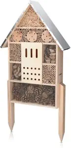 Navaris Insektenhotel aus Holz - Naturbelassenes Insekten Hotel für Verschiedene Fluginsekten - mit Standfüßen