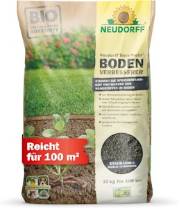 Neudorff Terra Preta BodenVerbesserer – Bio-Dünger mit Bio-Pflanzkohle zur nachhaltigen Bodenverbesserung aller Böden und Kulturen, 10 kg für 100 m²