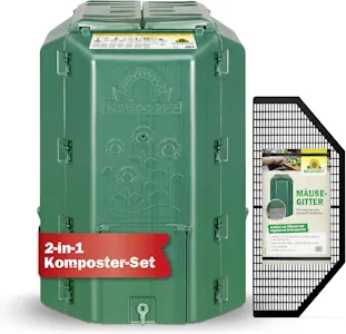 Schauer GartenkNEUDORFF Thermokomposter mit Bodengitter DuoTherm 530 L Schnellkomposter rattensicher - Komposter Garten für Küchenabfälle - Wetterfeste und UV-beständige Komposttonne mit Recycling Kunststoff mposter 300 Liter Kunststoff Schnellkomposter Thermokomposter Kompost Abfall Box Kompostierer mit Deckel verschließbar grün
