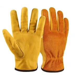 NickyPicky Arbeitshandschuhe Herren und Damen – Gartenhandschuhe Dornenfest aus Leder – schützende Handschuhe für Garten, Baustelle und Holzarbeiten – robust, atmungsaktiv, mit starkem Grip - Medium 