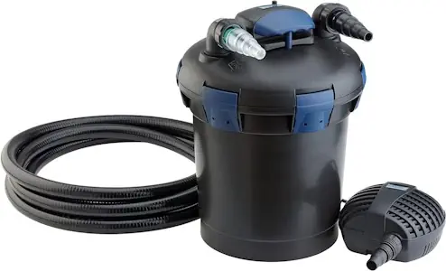 OASE 50499 Druckfilter BioPress Set 4000, Teichfilter Filterset zur effektiven und raschen Algenbekäpfung, Komplettset inkl Filterpumpe und UVC Klärer