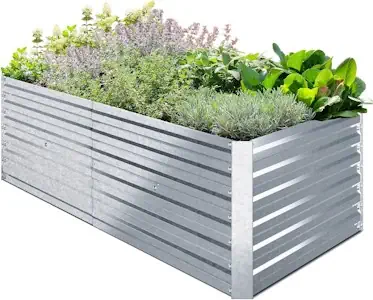 Ohuhu Hochbeet Metall Pflanzenbeet 180x90x60cm, Wetterfestes Stahlblech Hochbeet für Gemüse Erhöhte Extragroße, Gemüsebeet Pflanzkasten Frühbeet Gartenbeet Pflanzkübel Blumenkasten für Garten
