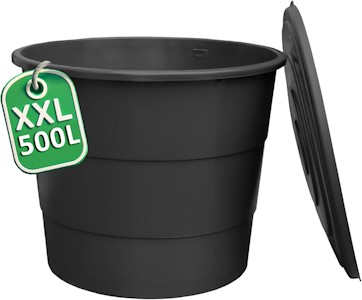 Ondis24 Kunststoff Regentonne XXL 500L mit Deckel – Wasserspeicher Fass für Garten, robust & UV-beständig, Regenwassertank zur Bewässerung, Regenfass mit Füllstandsanzeige