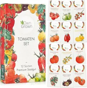 Tomaten Samen Set : 12 Sorten Tomatensamen Set für Garten und Balkon – Tomaten Anzuchtset – Tomatensamen Alte Sorten – Garten Samen Gemüse – Garten Geschenk Set – Alte Tomatensorten Samen OwnGrown