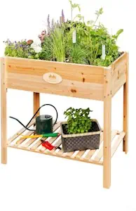 PFLANZENHOLZ® Premium Zedernholz Hochbeet für Balkon und Garten - hochwertiger Pflanzkasten mit Ablage, ideal einsetzbar als Anzuchtbeet oder Kräuterbeet, Maße 100x60x85 cm (Typ: HB001)