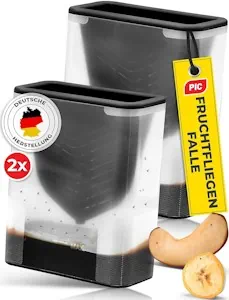 PIC Fruchtfliegenfalle, Wiederverwendbare Fruchtfliegenfalle für Küche, Obstfliegenfalle, 2 Fallen, Fliegenfalle Innenbereich, Fruchtfliegen, nachhaltig