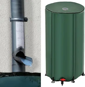 Regentonne faltbar mit Deckel und Zapfhahn | 100 Liter 41x75x71cm grün PVC | Gartenzubehör Zisterne Wassertank