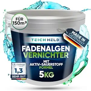 TeichHeld Fadenalgenvernichter Teich [360° Schutz für Fische] 5kg Extra schnell & effektiv dank 2in1 Wirkung mit LangzeitEffekt