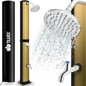 tillvex® Solardusche 60 Liter inkl. Abdeckung | Gartendusche warmes Wasser