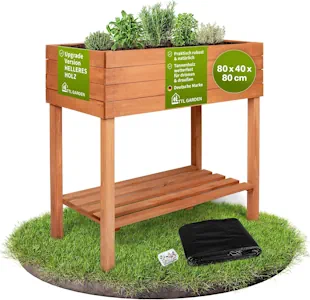 TTL GARDEN 80x40x80cm Balkon Hochbeet Siena M - aus Holz mit Ablageboden