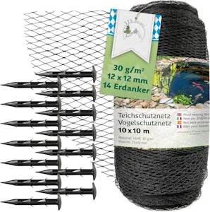 Vogelschutznetz engmaschig I 5x4m I Inkl. Kabelbinder & Erdhaken I Teichnetz feinmaschig I Schwarz I 12x12mm Maschenweite I Laubnetz Teichabdeckung Winter I Obstbaumnet | Gemüsenetz