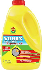 VOROX Unkrautfrei Express AF, Unkrautvernichter, Unkraut-Vernichtung an Zierpflanzen, Obst und Gemüse, Anwendungsfertig, 3 Liter