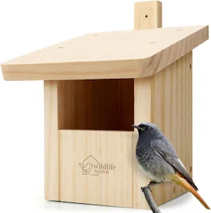 WILDLIFE HOME Nistkasten Halbhöhle für Rotschwänzchen, Rotkehlchen aus Massiv-Holz I Nistkästen für Vögel draußen I Wetterfest & Unbehandelt I Vogelhaus, Vogelnistkasten 