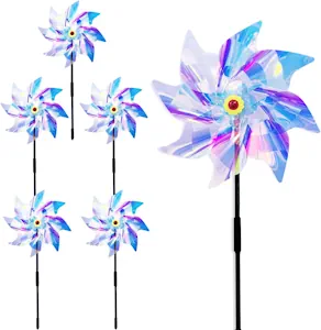 Windrad Taubenabwehr Windrad Vogelabwehr Farbverändernde Windräder Taubenabwehr Balkon Vogelschreck Windmill Vogelabwehr Reflektierende Windräder für Protect Garten,Obstgarten,Hof(24/54cm 5 Stück