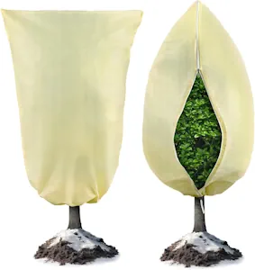 2 Stück Winterschutz für Pflanzen Kübelpflanzen außen, Frostschutz Kübelpflanzensack mit Reißverschluss und Kordelzug, Gelb，80g/m², 120 x 180 cm