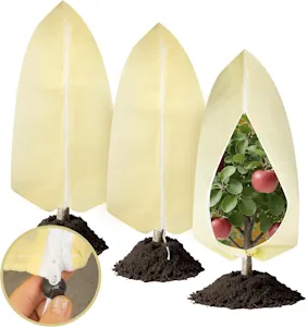3 Stück Winterschutz Pflanzen Außen180x120cm 85g/m²,Vlies Pflanzenschutz Winter für Kübelpflanzen mit Reißverschluss Zugband,Winterschutz für Palmen & Olivenbaum,Pflanzen Winterschutz Wiederverwendbar